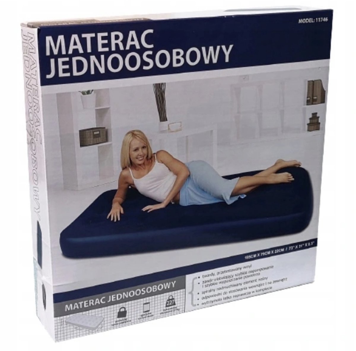 Merkloos Eenpersoons Luchtbed 185x79x22cm, Comfortabel & Duurzaam