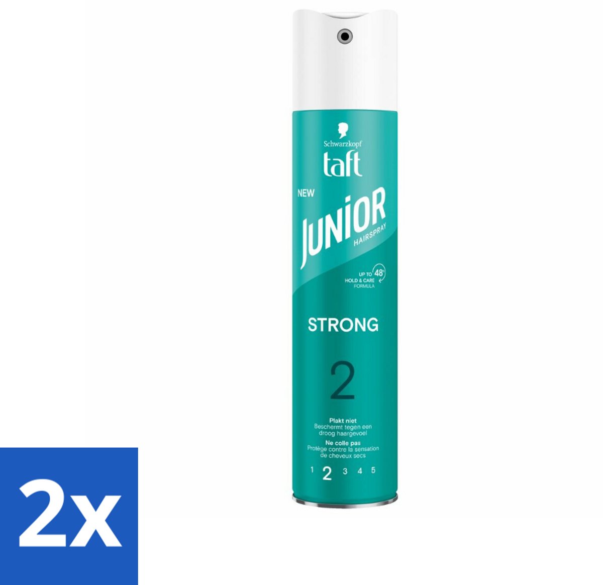 2 x Taft - Strong 2 - Junior Haarspray - Milde maar sterke fixatie - 250 ml - Haarspray - Sterke Fixatie - Milde Haarspray - Vegan Haarspray - Haarspray Voor Kinderen