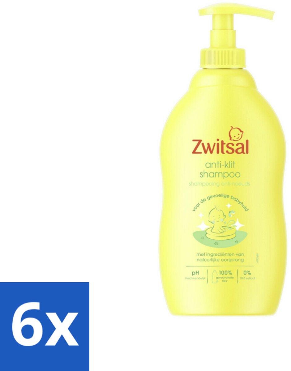 6 x Zwitsal - Anti-Klit Shampoo - Voor Makkelijk Doorkambaar Haar - 400 ml - Baby Shampoo - Anti-klit Shampoo - Zwitsal Shampoo - Baby Haarverzorging - Zachte Shampoo