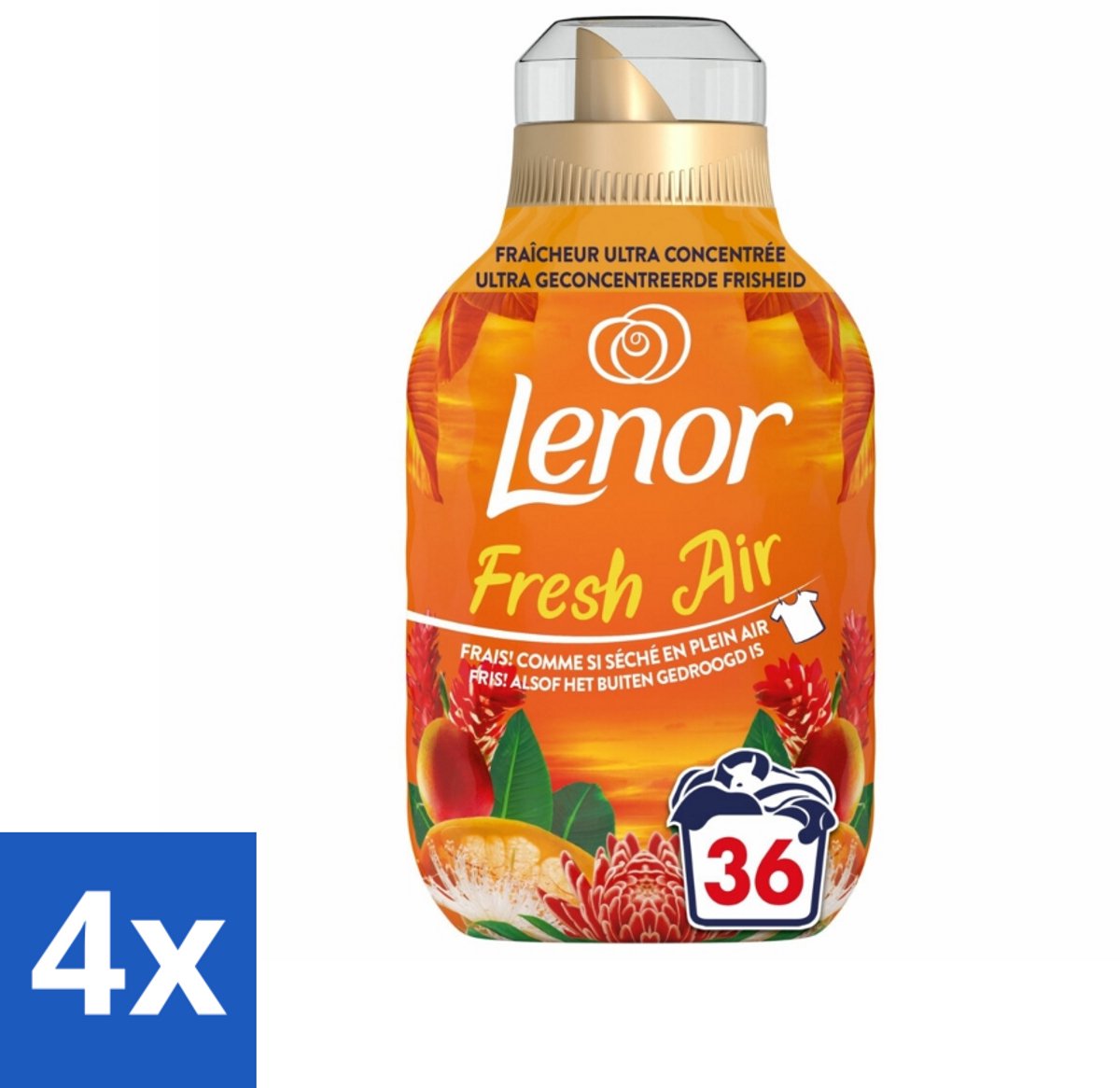 4 x Lenor - Wasverzachter - Fresh Air Tropenzon - Ultra Geconcentreerd - 36 Wasbeurten - Lenor Wasverzachter - Wasverzachter Tropenzon - Tropische Geur - Frisse Geur - Wasverzachter Fresh Air