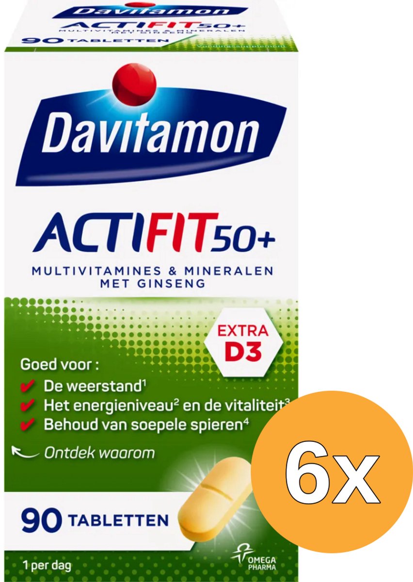 6x Davitamon Actifit 50+ (90 tabletten)