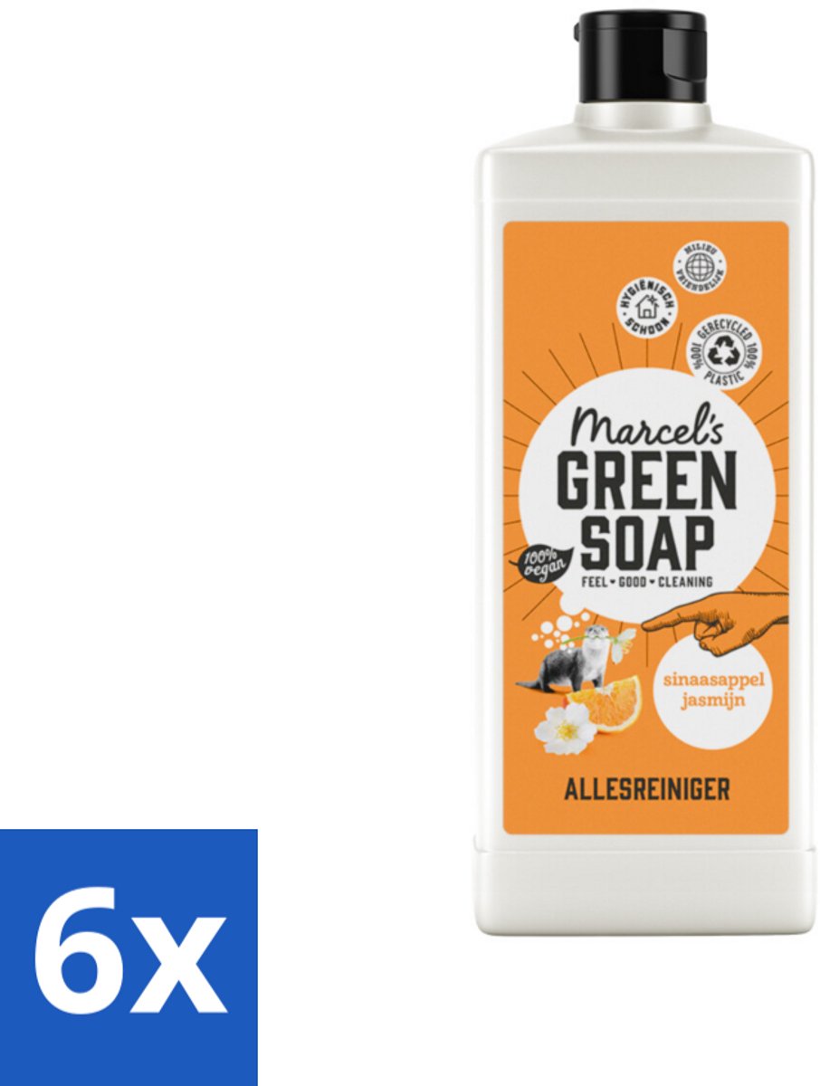 6 x Marcel's Green Soap - Allesreiniger - Sinaasappel & Jasmijn - Natuurlijk & effectief - 750 ml - Allesreiniger - Schoonmaak - Milieuvriendelijk - Biologisch Afbreekbaar - Sinaasappel
