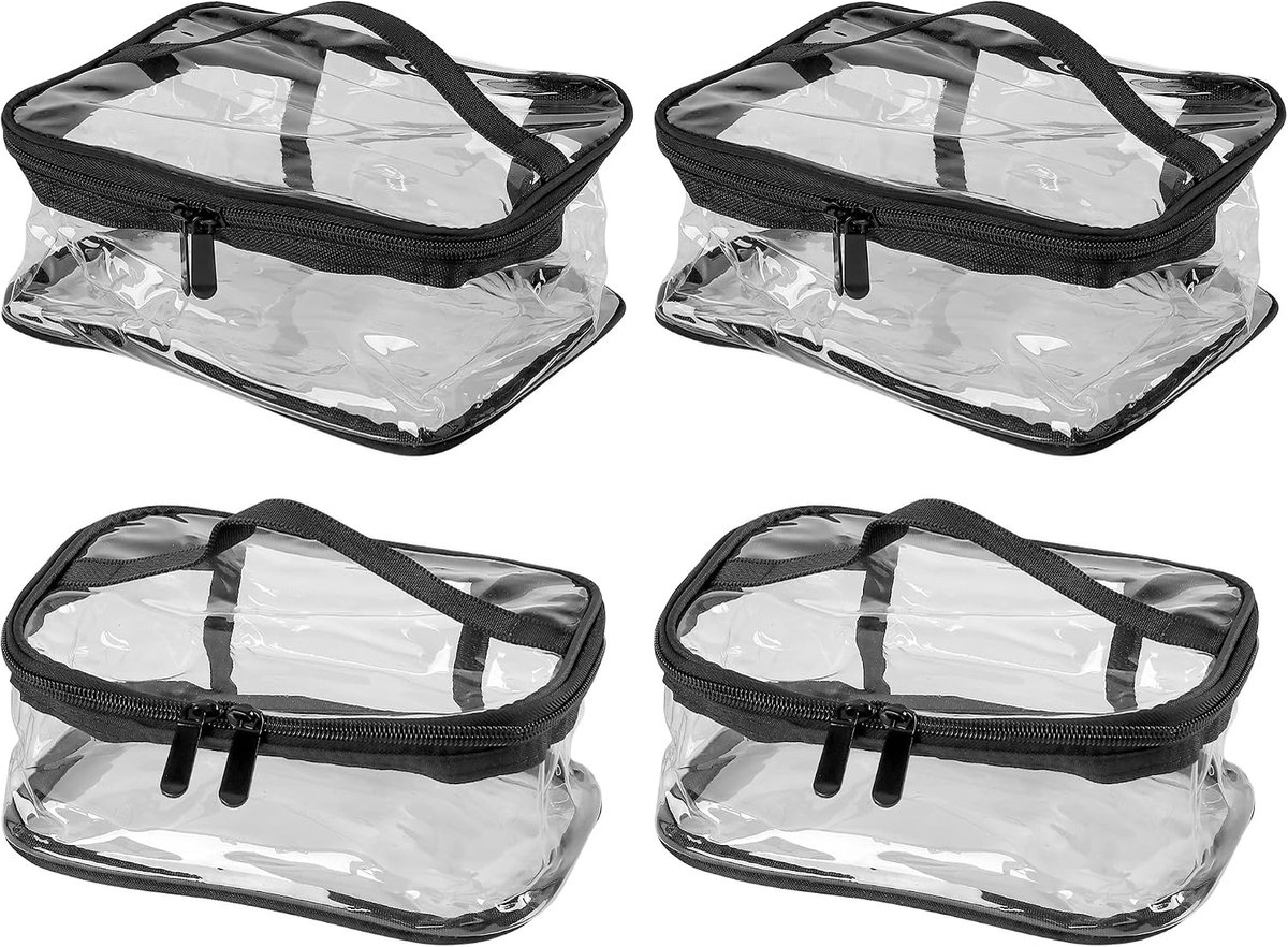 toilettas transparant - 4 stuks - waterdicht - overzichtelijke make-uptas voor reizen - ShopVlot