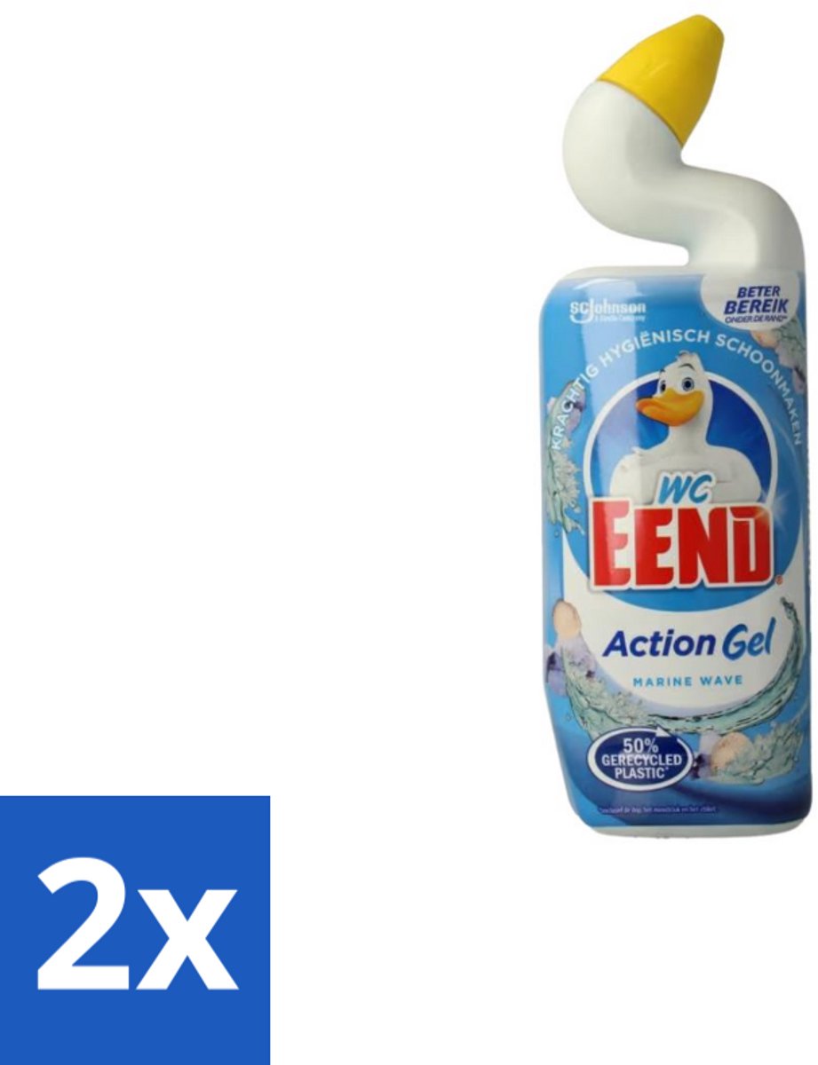 2 x WC Eend - Action Gel Marine Wave - Toiletreiniger - Zeegeur & Diepe Reiniging - 750 ml - Toilet Schoonmaak - Toilet Reiniger - Wc Reiniger - Wc Gel - Zeelucht Geur