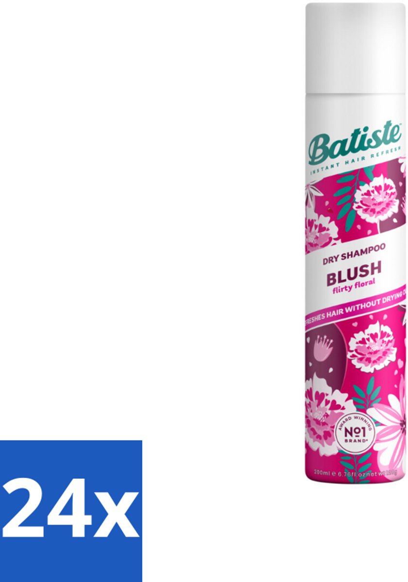 24 x Batiste - Blush - Droogshampoo - Bloemige Geur - Frist Op en Geeft Textuur - 200ml - Droogshampoo - Haarverfrissend - Volume - Textuur - Bloemengeur