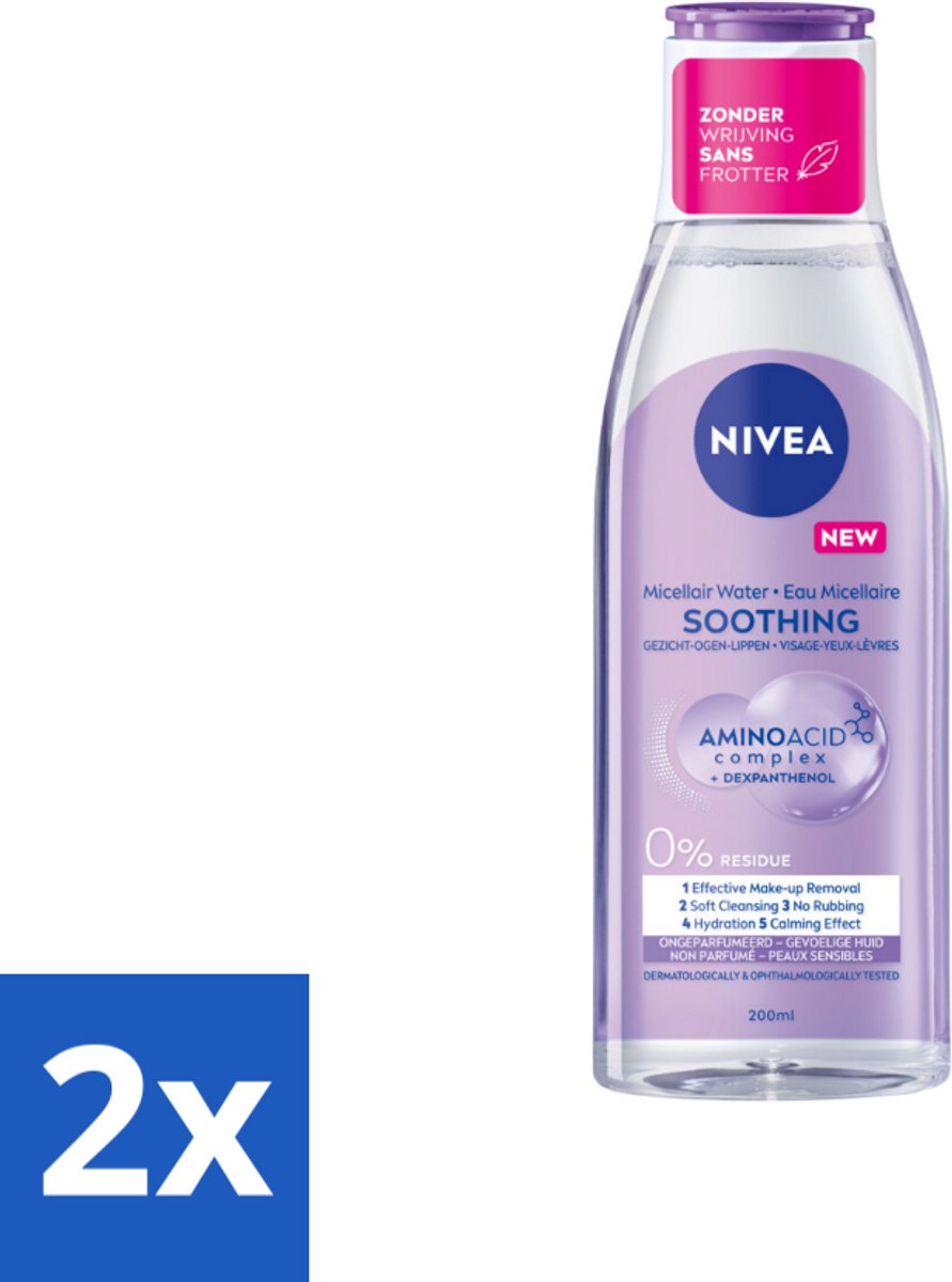 2 x NIVEA - Micellair Water - Gevoelige Huid - Anti-Restant - Verwijdert Waterbestendige Make-up - 200 ml - Micellair Water - Reinigingswater - NIVEA - Gevoelige Huid - Make-up Remover