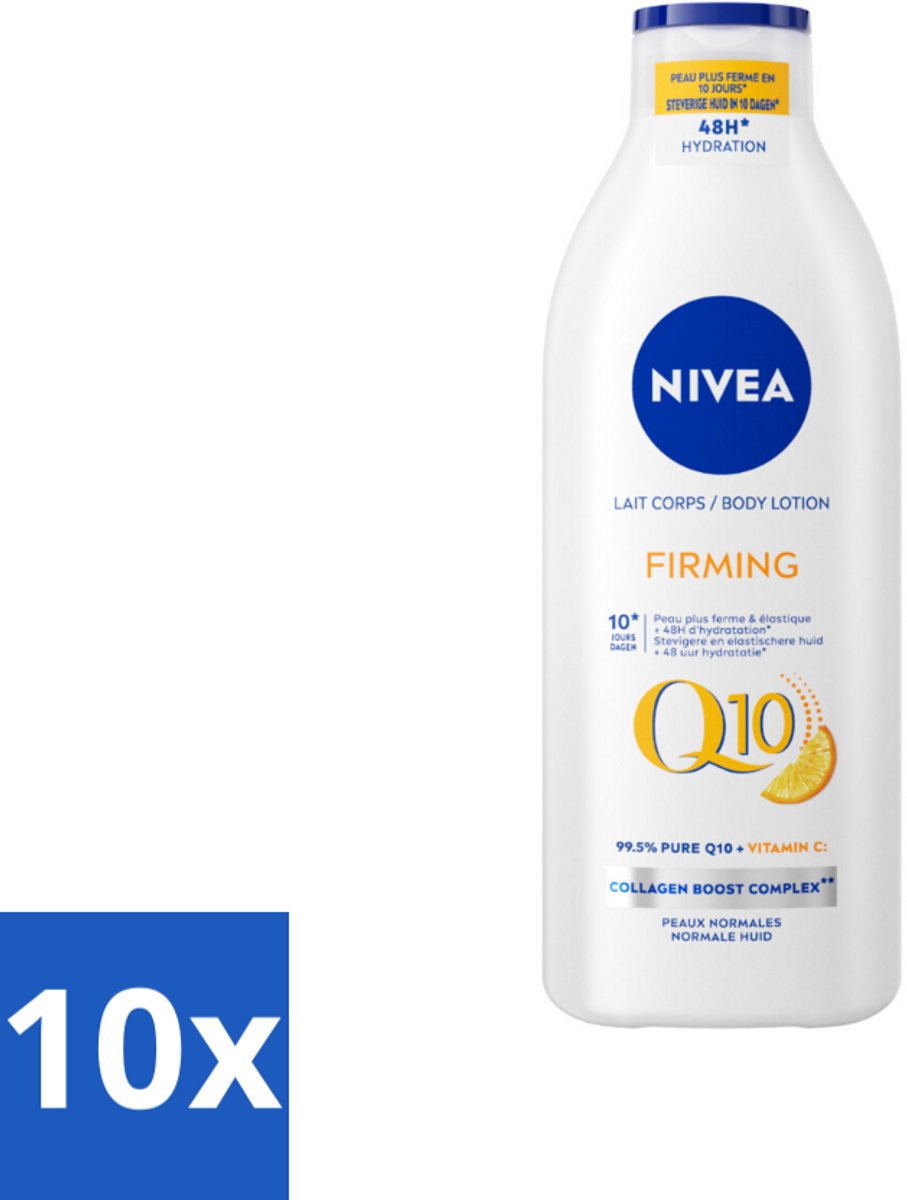 Nivea - Q10 - Verstevigende Bodylotion - Vitamine C - 48 uur Hydratatie - Voor Normale Huid - 400 ml - Bulkverpakking - 10 stuks