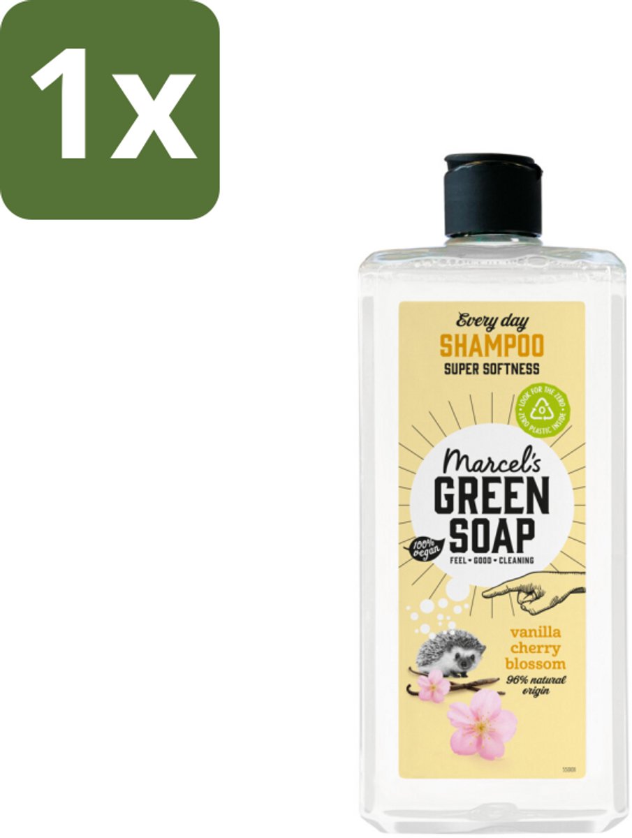 1 x Marcel's Green Soap - Every Day Shampoo - Vanilla & Cherry Blossom - Versterkt & verzorgt - 300 ml - Shampoo - Dagelijks Shampoo - Natuurlijk Shampoo - Vegan Shampoo - Biologisch Afbreekbaar Shampoo