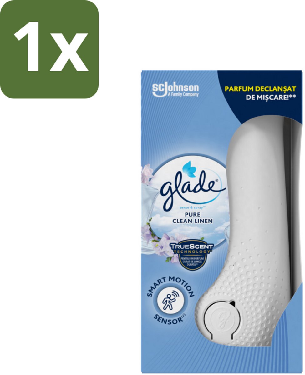 1 x Glade - Houder Sense & Spray - Pure Clean Linen - 18 ml - Luchtverfrisser - Geurverspreiding - Bewegingssensor - Frisse Geur - Pure Clean Linen