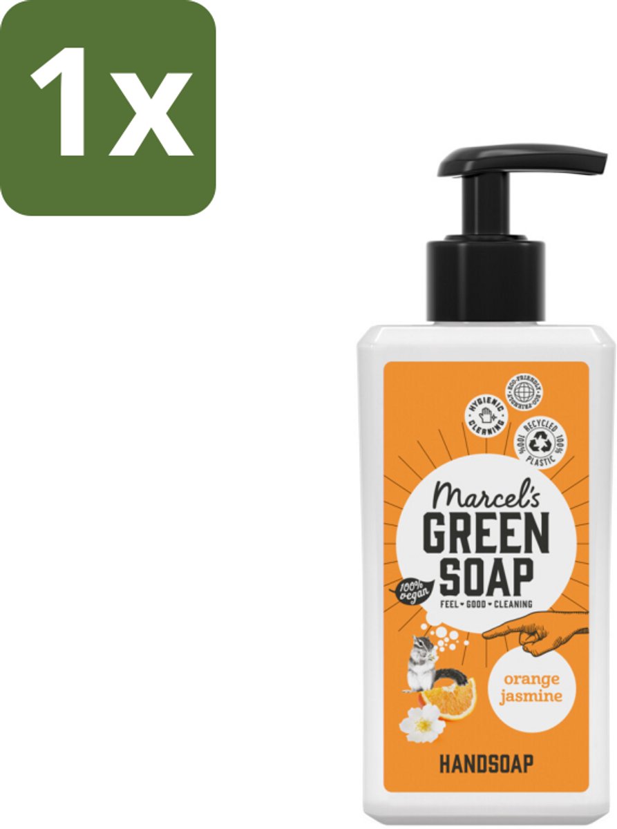 1 x Marcel's Green Soap - Handzeep - Sinaasappel & Jasmijn - Zachte verzorging - 250 ml - Handzeep Sinaasappel Jasmijn - Natuurlijke Handzeep - Zachte Handen - Handzeep Met Glycerine - Plantaardige Handzeep