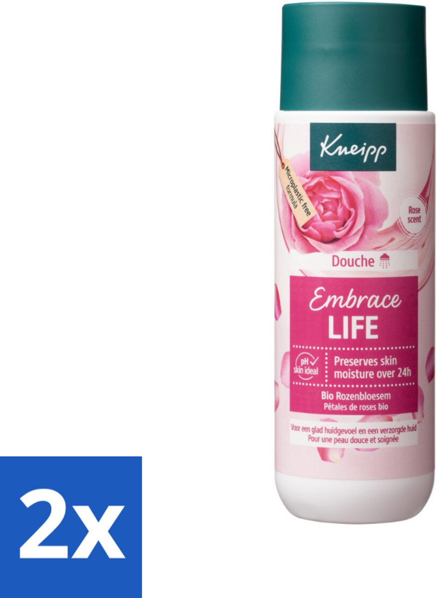 2 x Kneipp - Douchegel - Embrace Life - 200 ml - Douchegel - Rozengeur - Hydraterend - Verzorgend - Vegan
