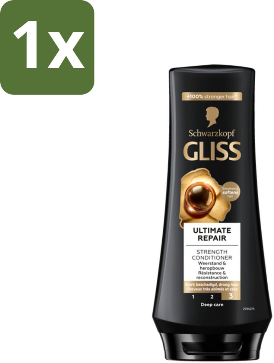 1 x Gliss - Hair Repair - Conditioner voor Ultiem Herstel van Beschadigd Haar - 200 ml - Haar Herstel - Keratine Serum - Beschadigd Haar - Droog Haar - Haar Heropbouw