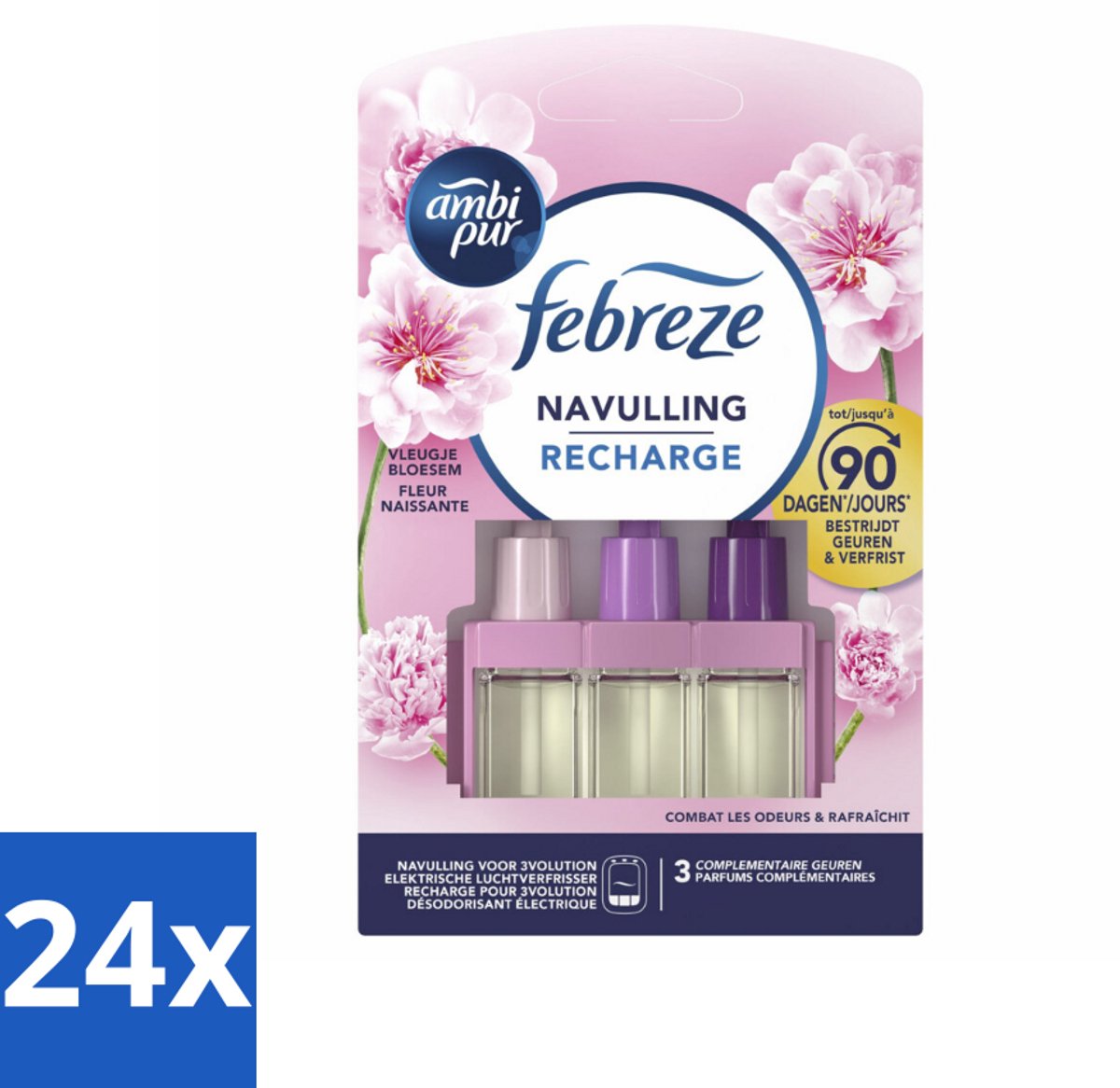 Ambi Pur - 3Volution - Navulling - Vleugje Bloesem - 20 ml - Voordeelverpakking - 24 stuks