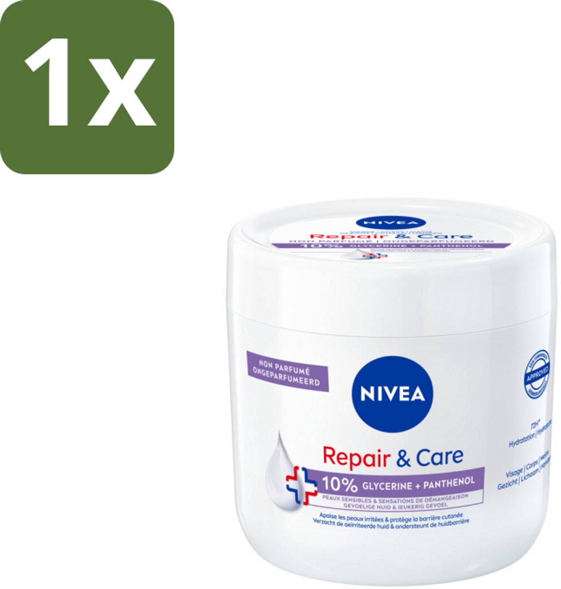 1 x NIVEA - Bodycrème - Herstel & Verzorging Gevoelig - Met 10% Glycerine & Panthenol - Voor gevoelige & jeukerige huid - 400 ml - Gevoelige Huid - Jeuk - Droge Huid - Eczeem - Huidbarrière