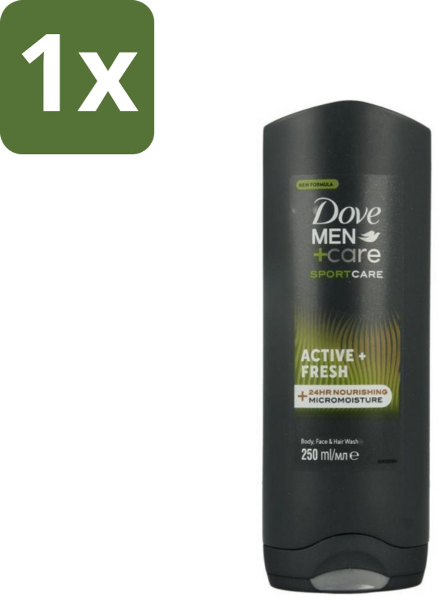 1 x Dove Men+Care Douchegel - Sport Active Fresh - 250 ml - Sport Douchegel - Actieve Mannen - Lichaam En Gezicht - Hydratatie - Huidverzorging