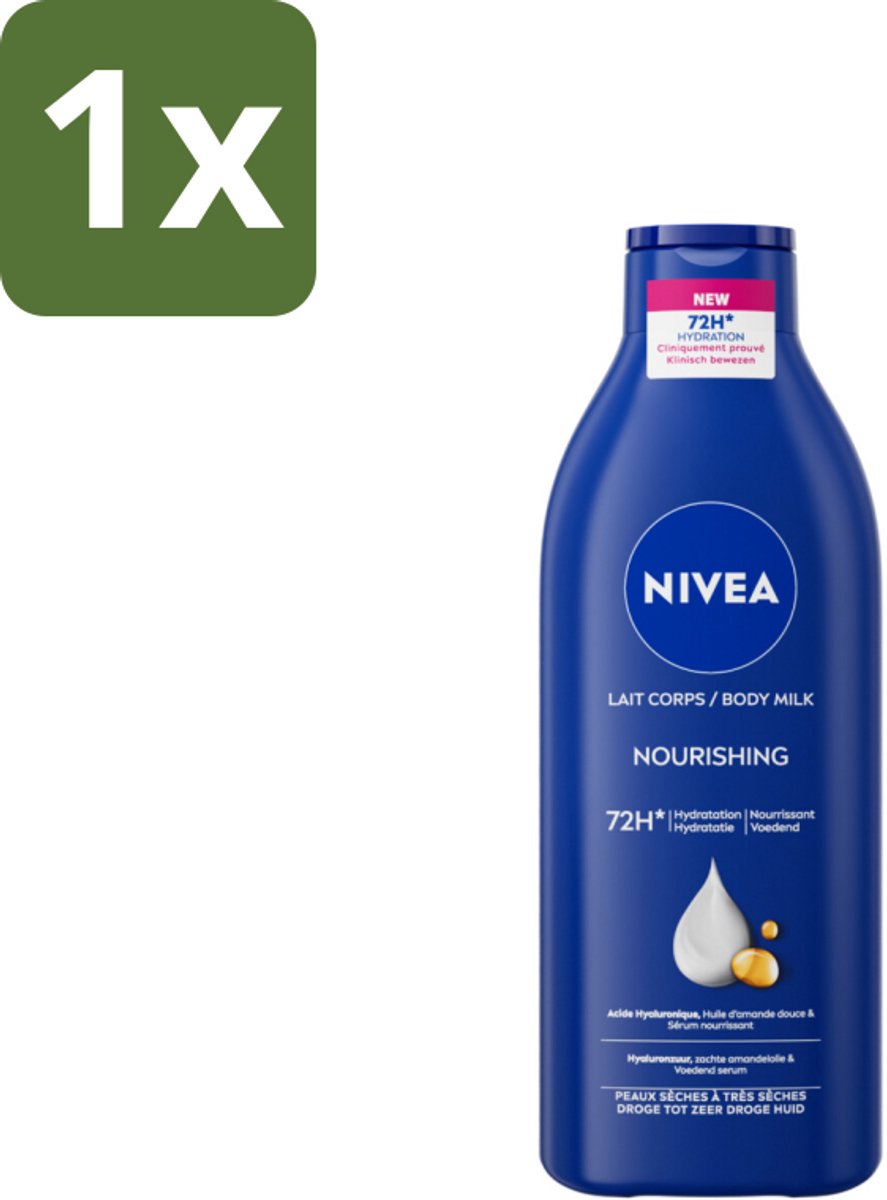 1 x Nivea - Body Milk - 72u Hydratatie - Droge tot Zeer Droge Huid - 400 ml - NIVEA Body Milk - Hydratatie - Droge Huid - Zeer Droge Huid - 72u Hydratatie