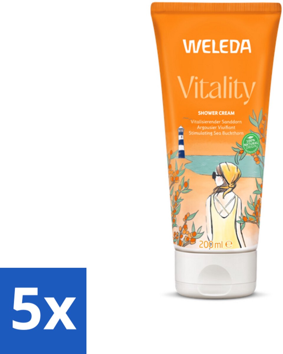 WELEDA - Douchecrème Duindoorn Vitality - 200 ml - Bulkverpakking - 5 stuks