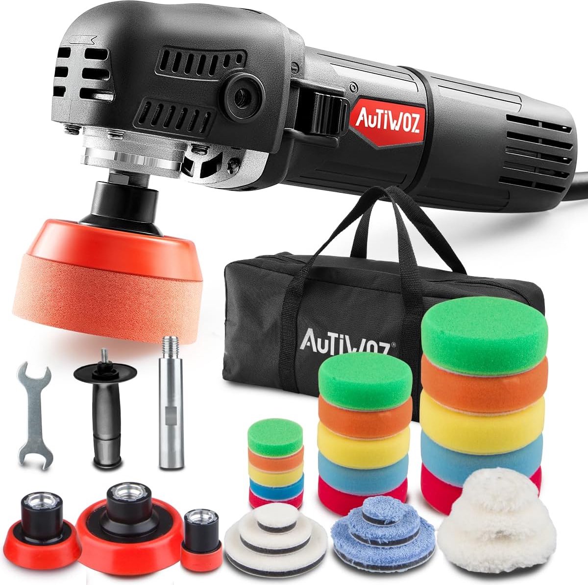 Mini polijstmachine 850W - 25mm/50mm/75mm schuurpads - 6 snelheden - ideaal voor detailpolijsten
