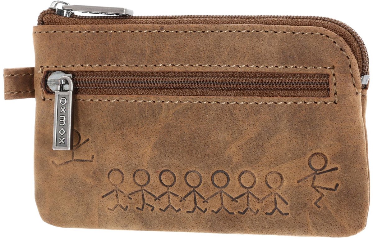 oxmox Leren sleutelgeval Leather Keyholder Jumping Jack 2.0 Embossed Vintage Light Brown bruine