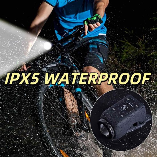 2-in-1 elektrische fietsclaxon en -lamp – 110 dB claxon met 5 geluidsmodi – Fietsverlichting - Fietsbel - Nachtverlichting - Waterdicht – Nachtritten - Geschikt voor volwassenen en mountainbikes - Blauw — afbeelding 5