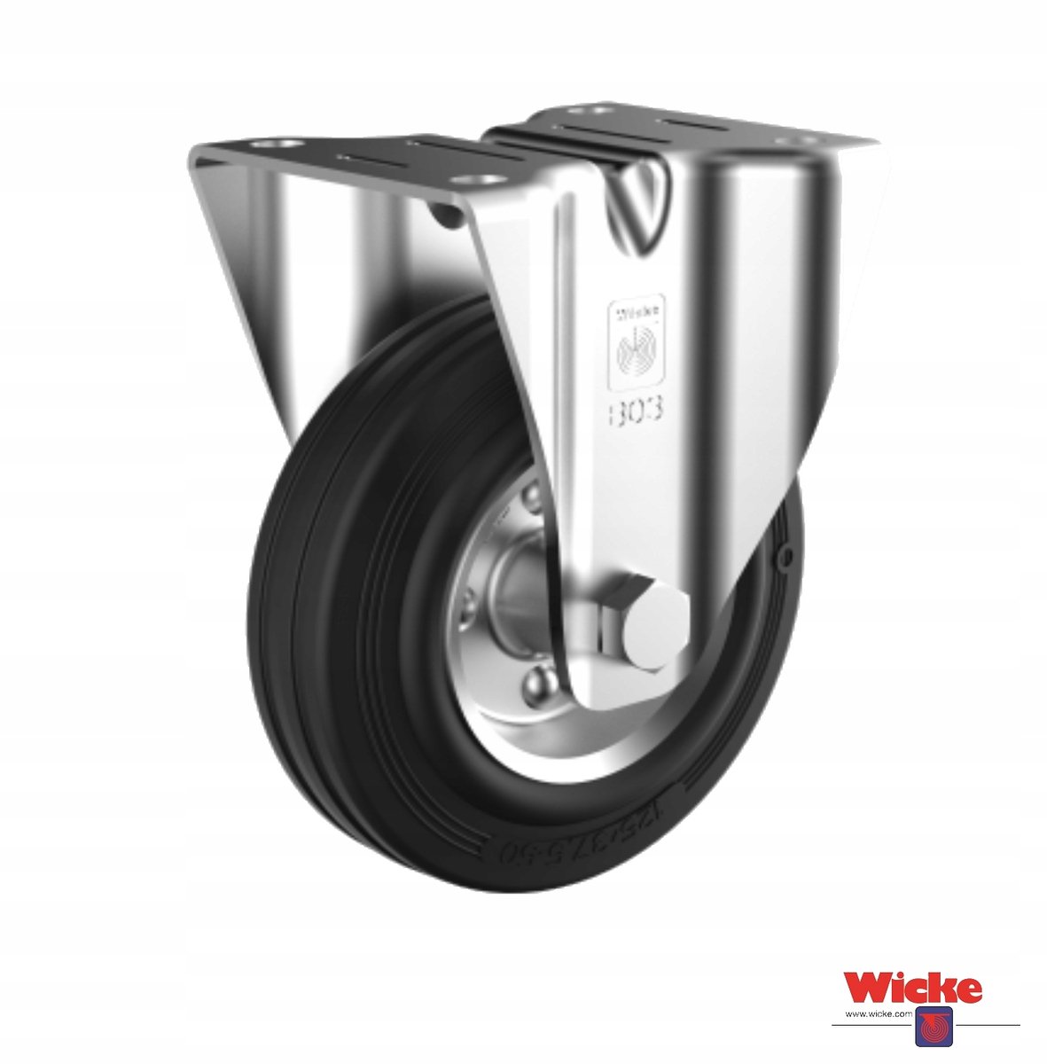 Vast Zwenkwiel 125 mm Zwart Rubber, 100 kg Draagvermogen
