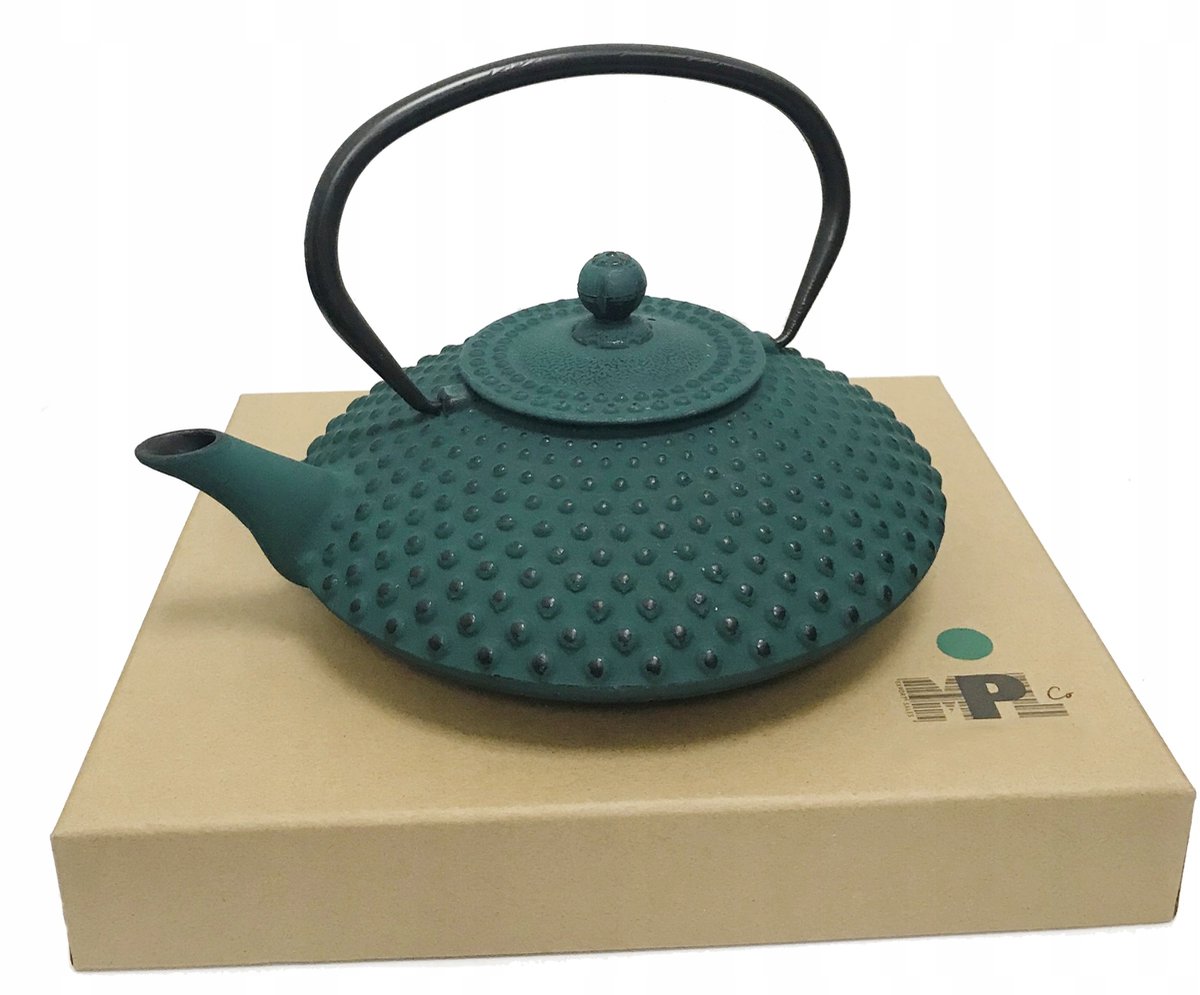 Gietijzeren theepot 1,25L flesgroen met RVS infuser