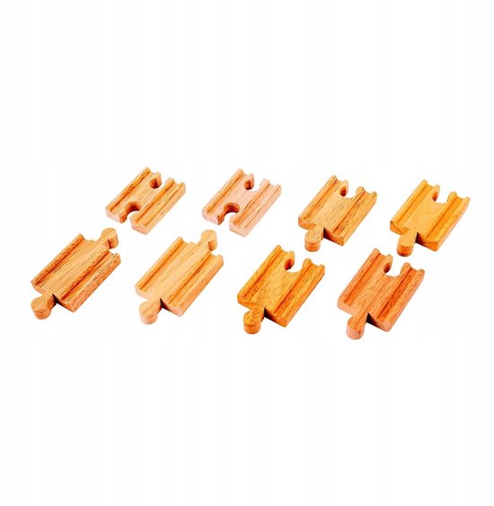 BigJigs Houten Treinbaan 8 Korte Rails - Uitbreidingsset BJT104 van Merkloos — afbeelding 2