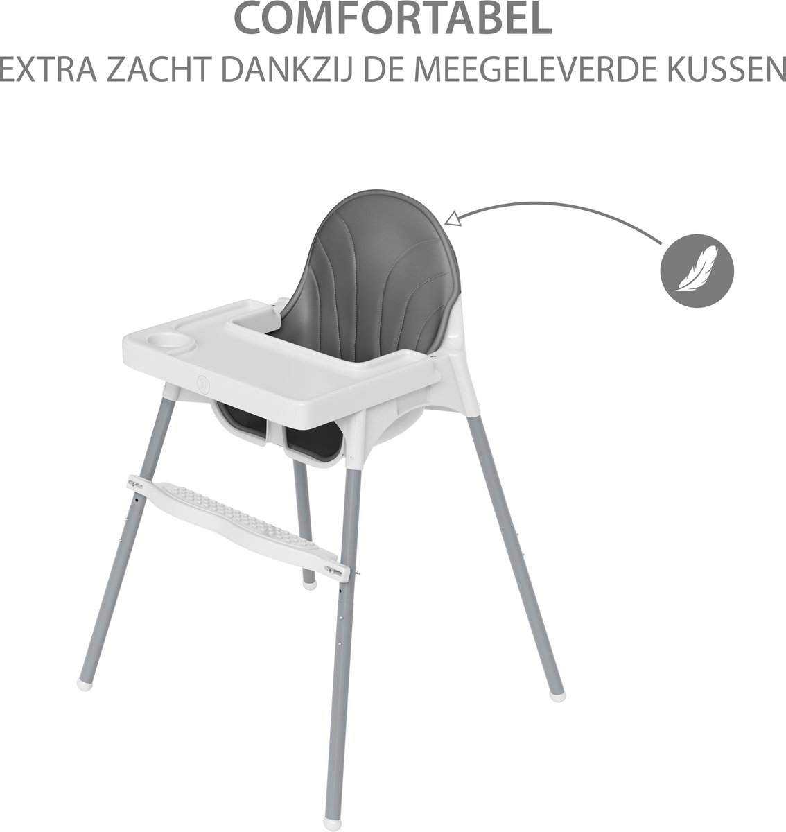 Liefjes & Co Kinderstoel - Eetstoel Baby – Inclusief Kussen – Verstelbare Baby Eetstoel – 2 in 1 & Peuterstoel – Wit – foto 2