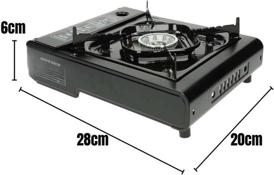 Lìon® Camping Gasstel - Kooktoestel Camping - Gasstel - Zwart - 28cm x 20cm x 6cm van Lion — afbeelding 2