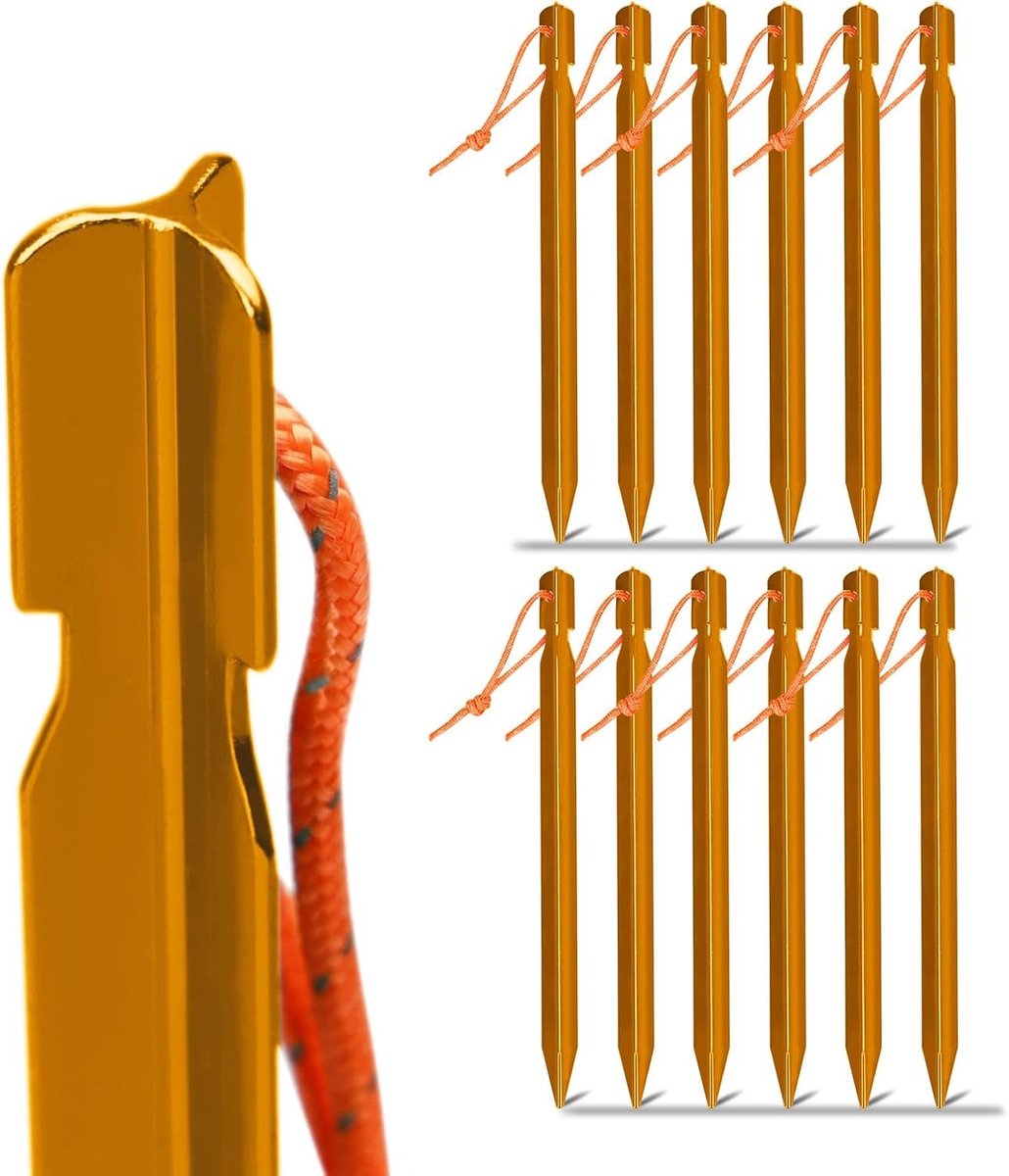 Schroefharingen - Oranje - 18 cm - Aluminiumlegering - Ultrastabiele tentharingset voor outdoor en kamperen
