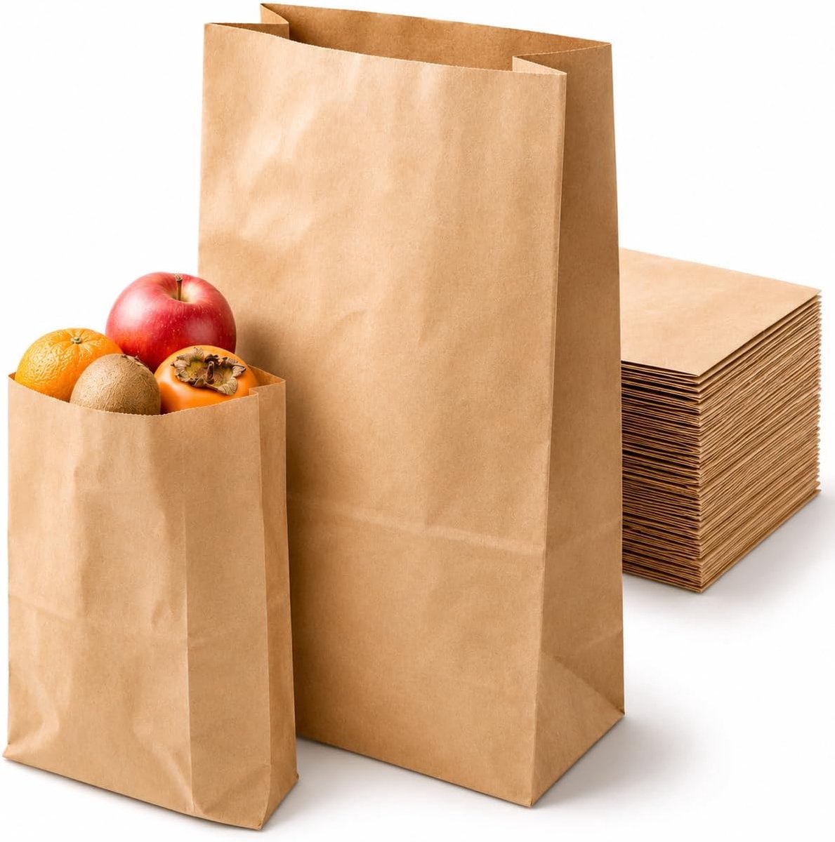 200 kraftpapieren zakjes 17 x 7 x 32 – broodzakken – papieren zakken – schooltassen – snaveltas – cadeauzakjes – - ShopVlot