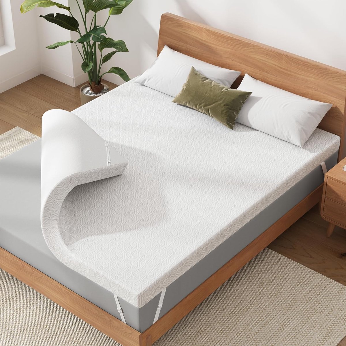 Matrastopper 90 x 200 cm - 10 cm hoge topper - afneembare wasbare overtrek - ideaal voor boxspringbed - ShopVlot