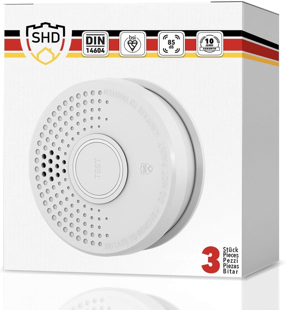 SHD by OneConcept Smoke Detector, 3 x Mini Smoke Detector, Fire Alarm with Battery, Smoke Detector Set of 3 for Home - ShopVlot
