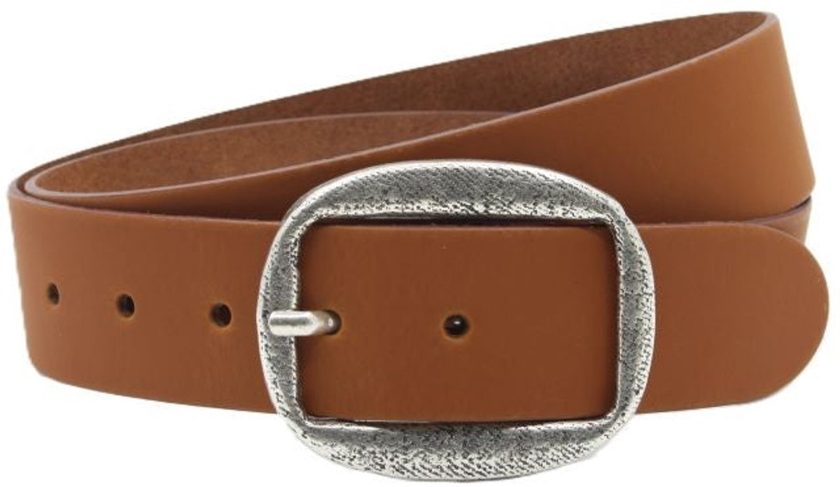 Damesriem cognac - 4cm breed fantasiegesp - Leer - Jeans riem - Casual chique - Maat 85