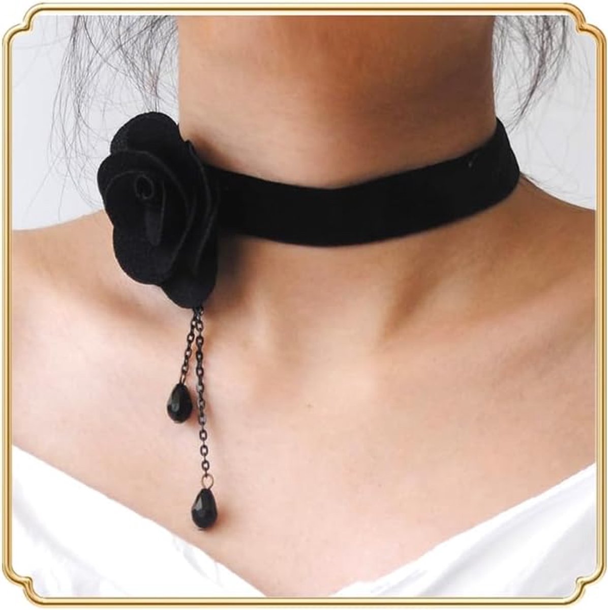 Crystal Rose Choker Vintage Rhinestone Velvet Flower Collar Necklace Jewellery for Women - ShopVlot