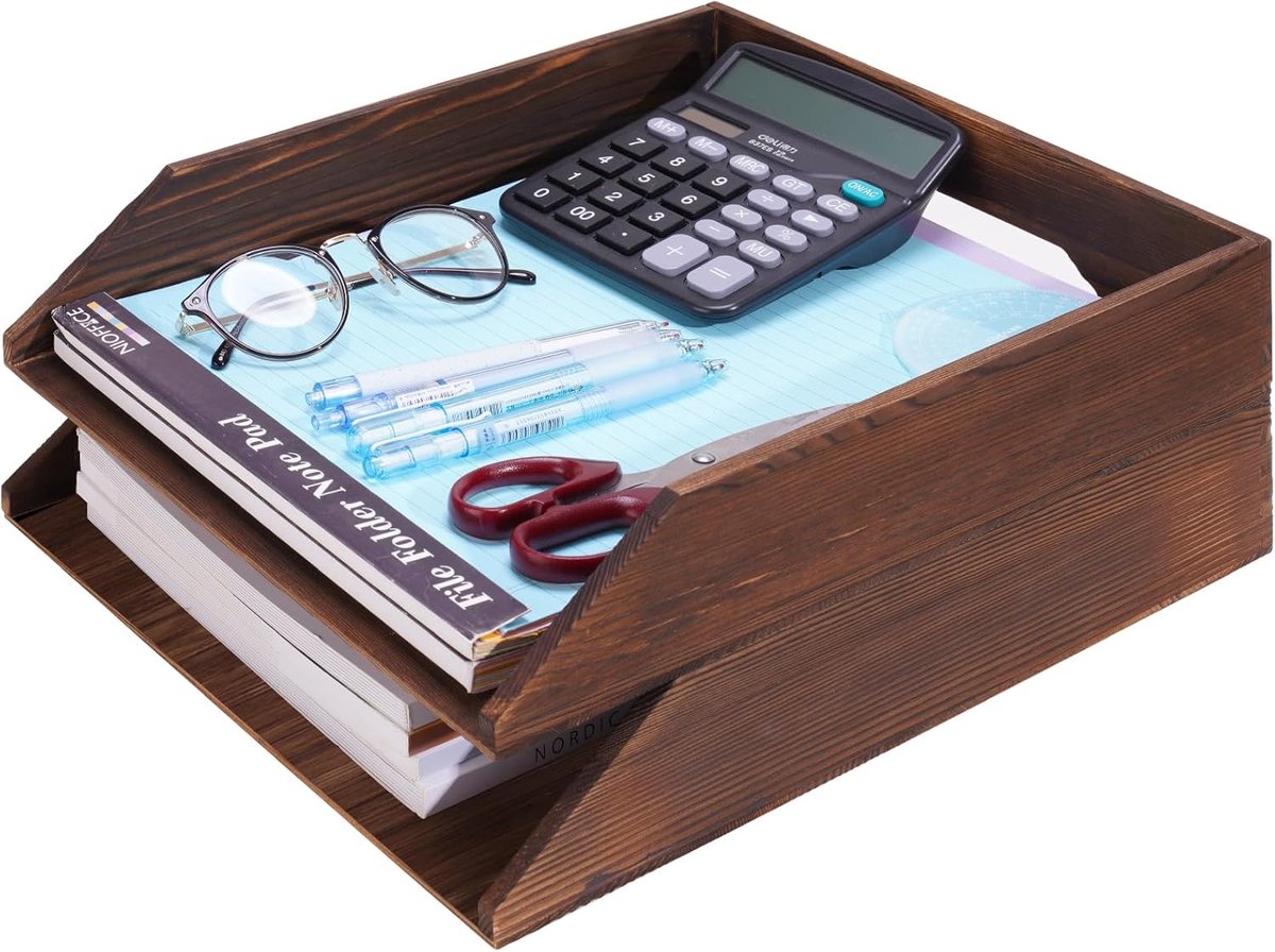 Wooden Letter Tray Desk Organizer,Stackable Paper Organizer for Desk,File Organizer for Desk,File Holder - ShopVlot