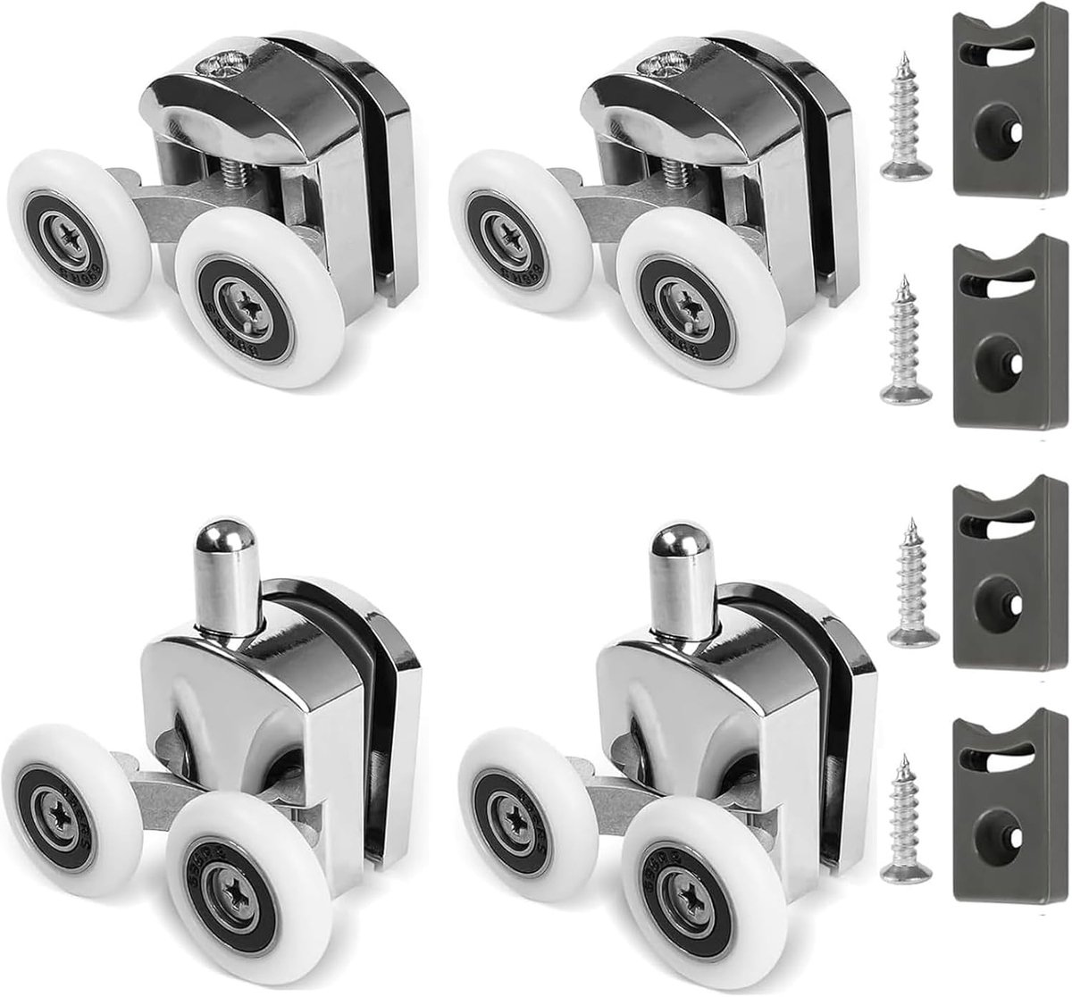 4 wielen voor schuifdeur voor douchedeur, 25 mm, douchegels van aluminiumlegering, dubbele wielen boven en onder voor - ShopVlot