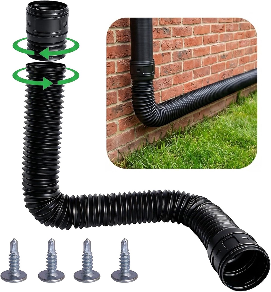 Dakgoot flexibele valpijp verlenging rond van 47 tot 150 cm - ShopVlot