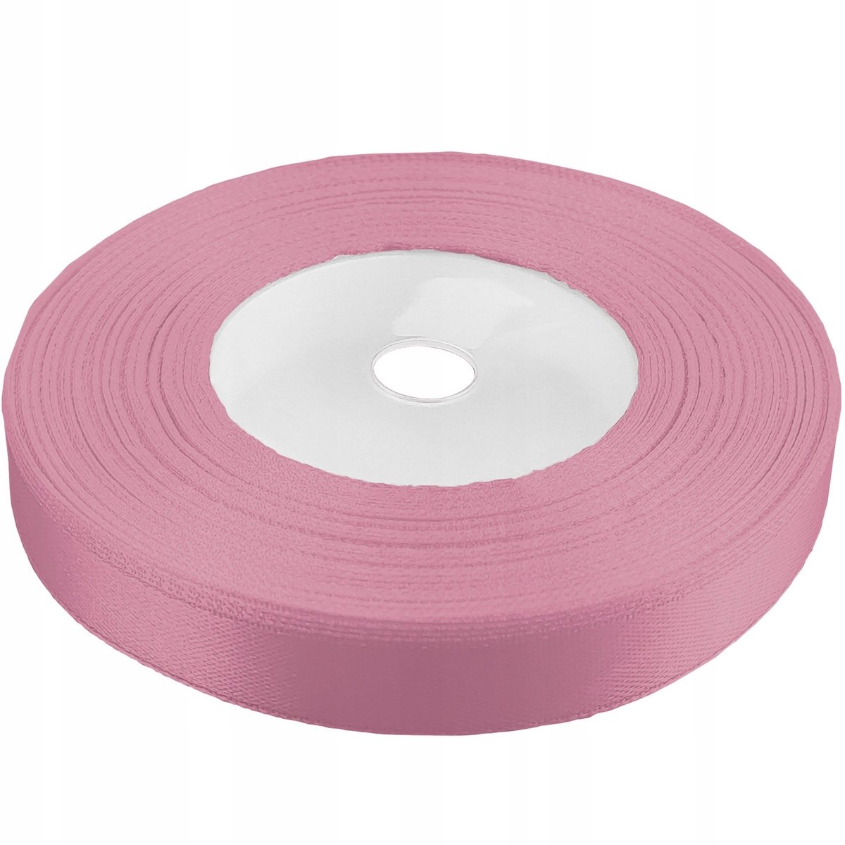 Merkeuze satijnen lint, 12mm breed, vuilroze, 32m rol