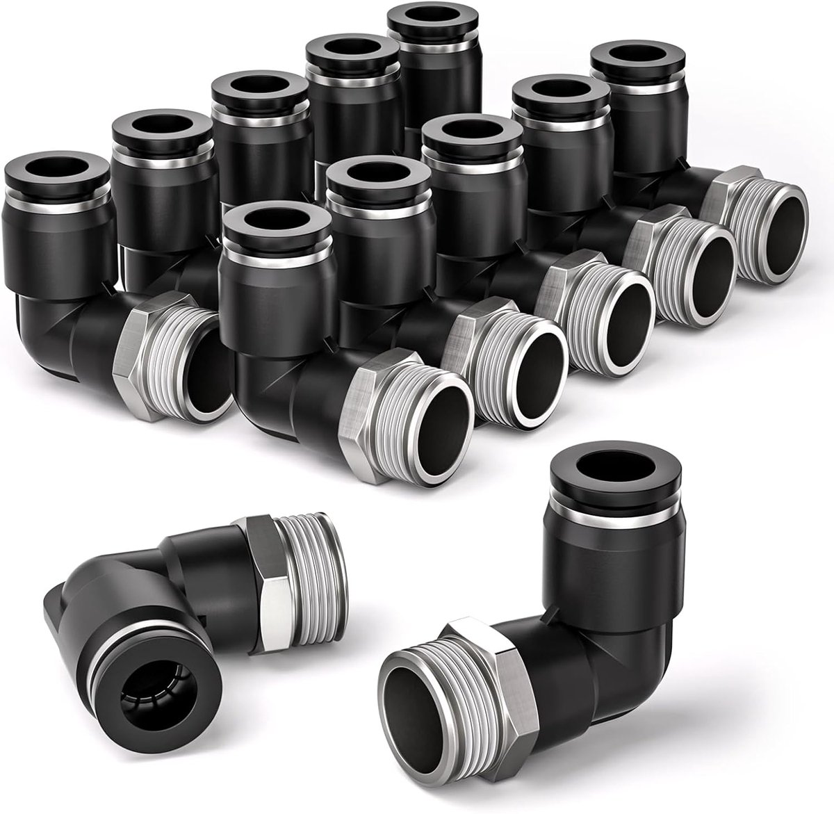 Bwintech 12 Pcs 8mm Tube OD x 1/4" Male BSP Thread 90 Degree Elbow Push in Connect Pneumatic Fitting, PL8-02 Quick - ShopVlot