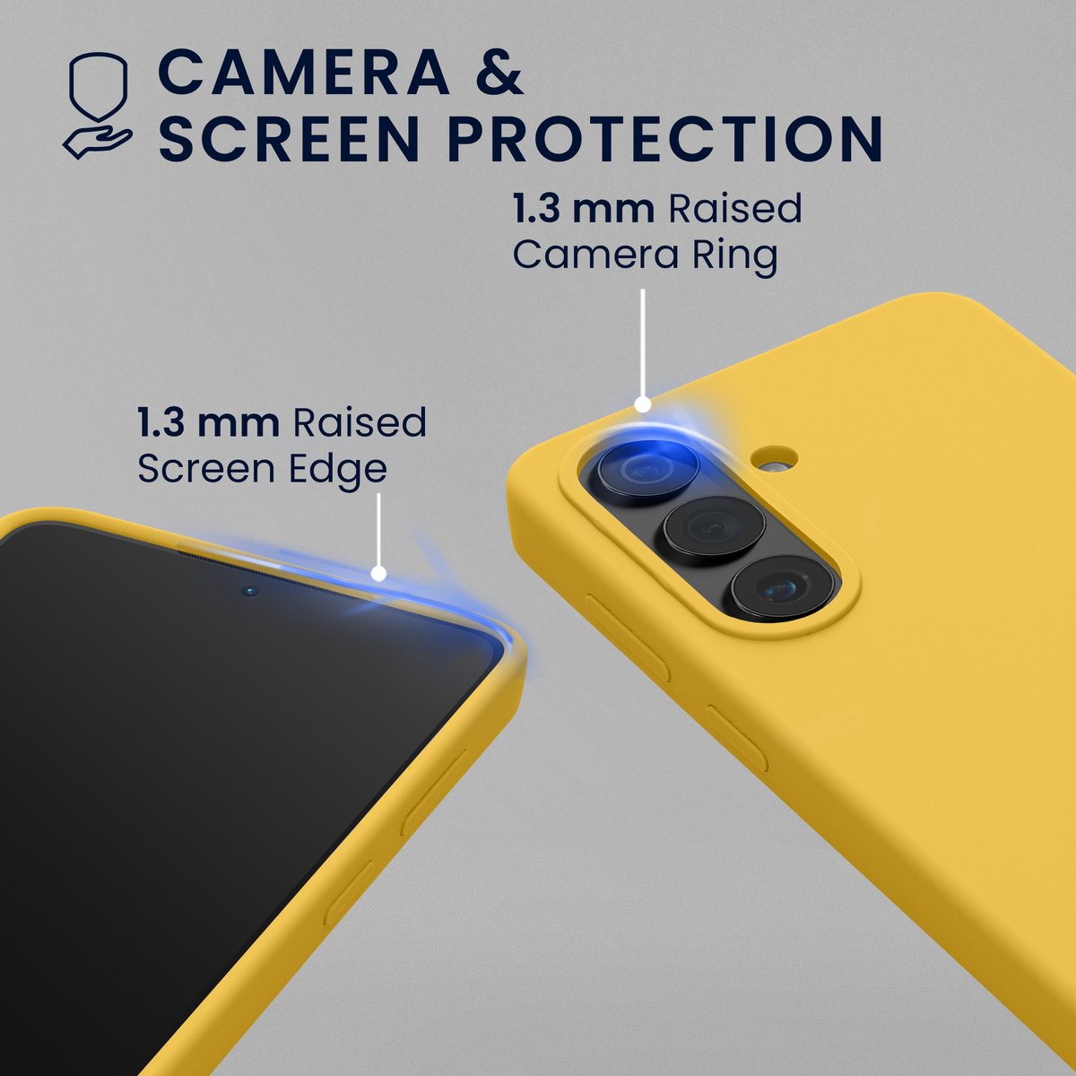 kwmobile hoes met 2x screenprotectors voor Samsung Galaxy S26 – screenprotector van gehard glas – draadloos opladen – stralend geel