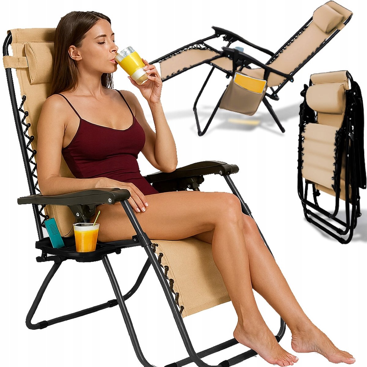 Merkloze Luxe Ligstoel - Zero Gravity, Inklapbaar, Comfortabel