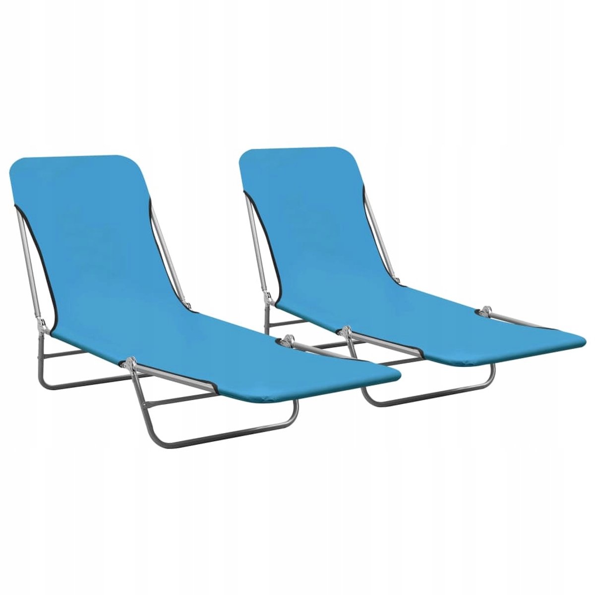 2x Opvouwbare Ligstoelen Tuin - Blauw, Verstelbaar, Stalen Frame
