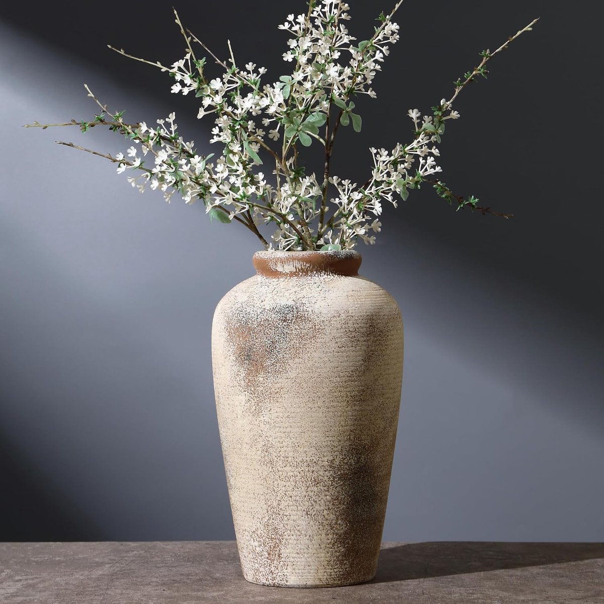 Large Ceramic Vase, Decorative Terracotta Vase for Flowers, Farmhouse Vases for Home Decor, Rustic Vintage Vases for - ShopVlot