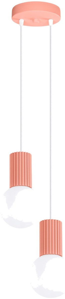 Sollux Lighting Hanglamp Halo - G9 - perzik - aluminium/glas - 15x15x120cm