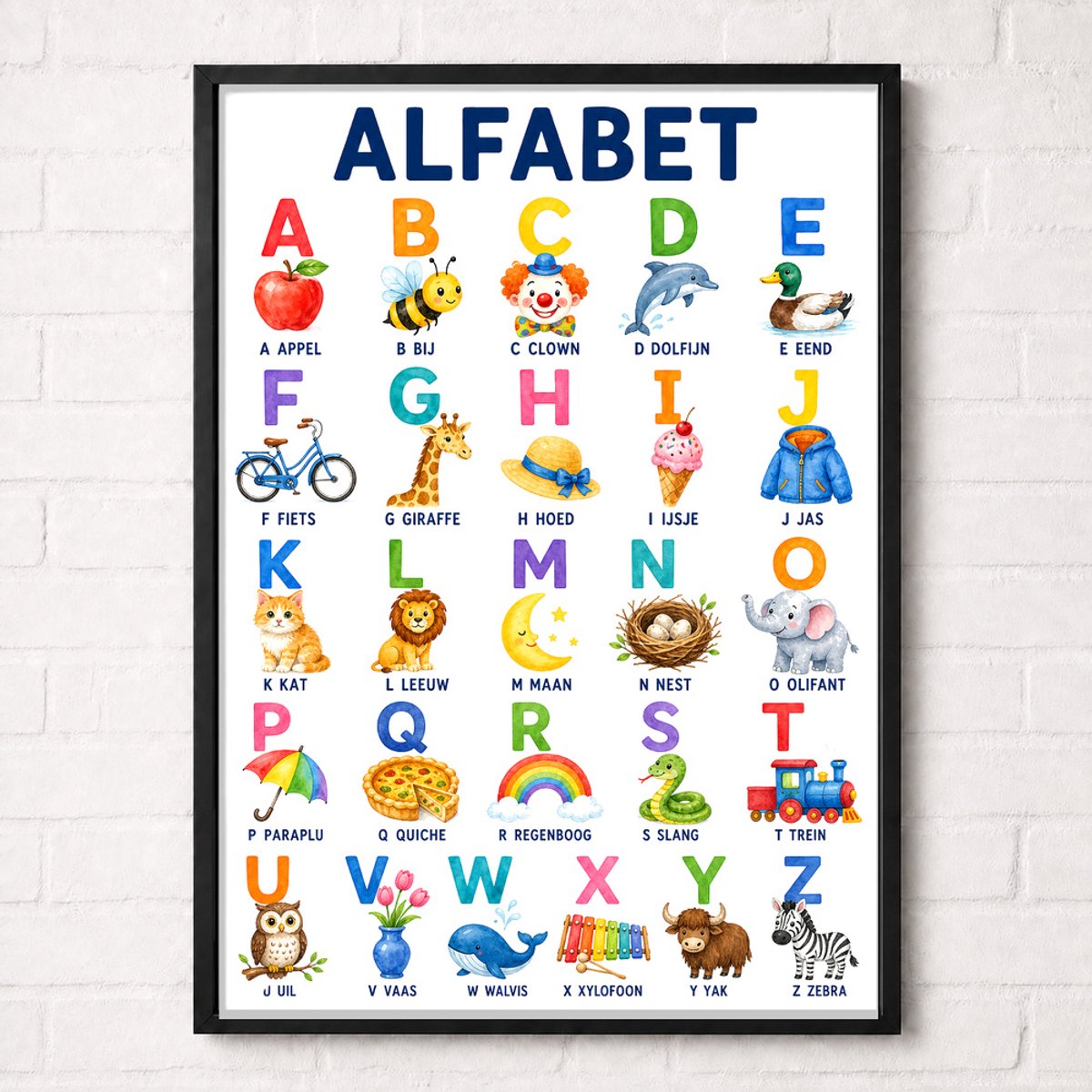 Nederlands Alfabet Educatieve Poster voor Kinderen - Leren - groep 1 t/m 3 (4-7 jaar) - A2+ 43,2 x 61 cm