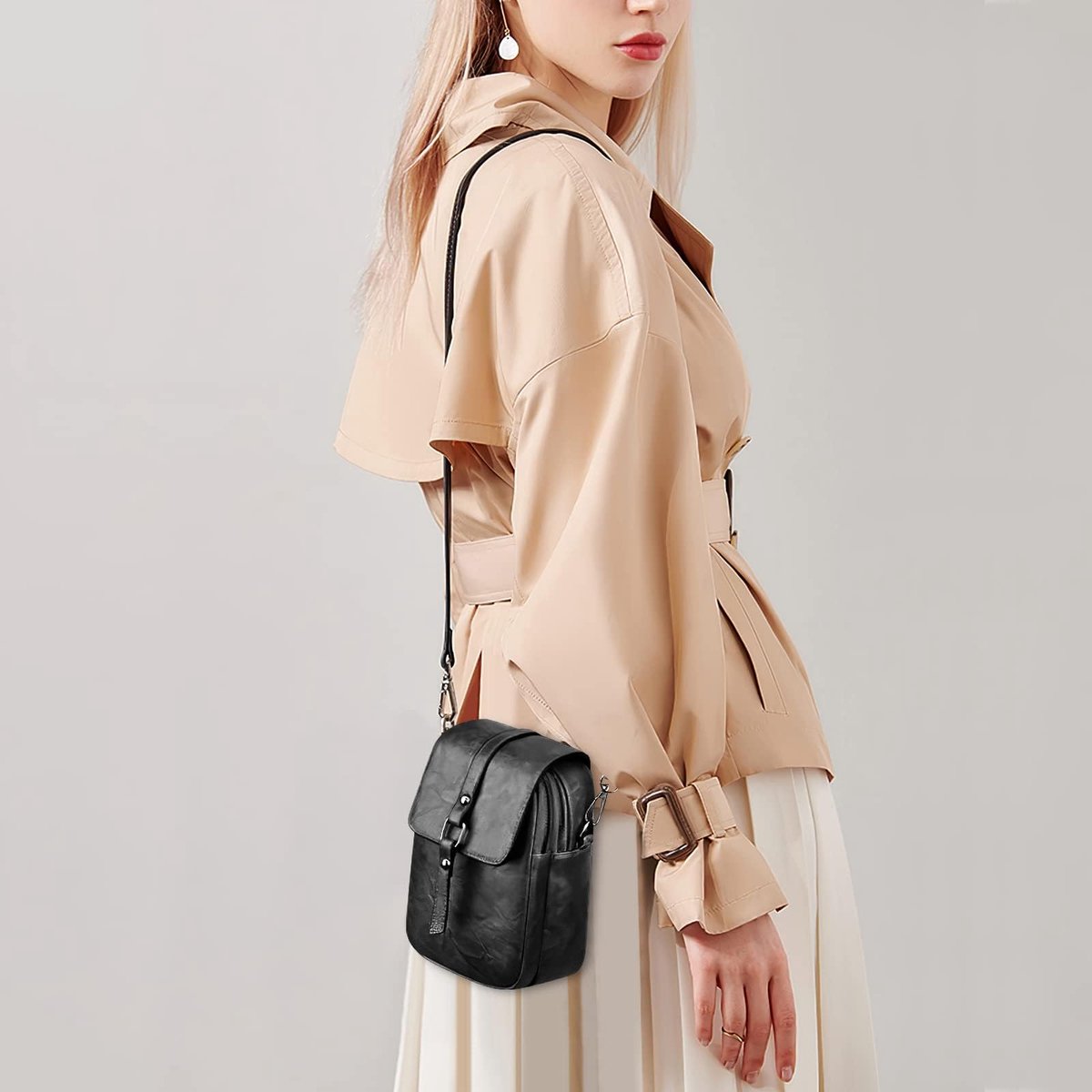 LassZone Vrouwen Kleine Crossbody Telefoon Tas Vegan Lederen Schouder Handtassen Mobiele Telefoon Portemonnee Met - ShopVlot