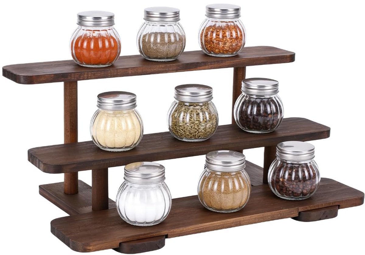 Kruidenrek 3-laags 15,74 inch - Houten kruiden opslag - Organiseer je keuken - Perfect voor flessen en potten - ShopVlot