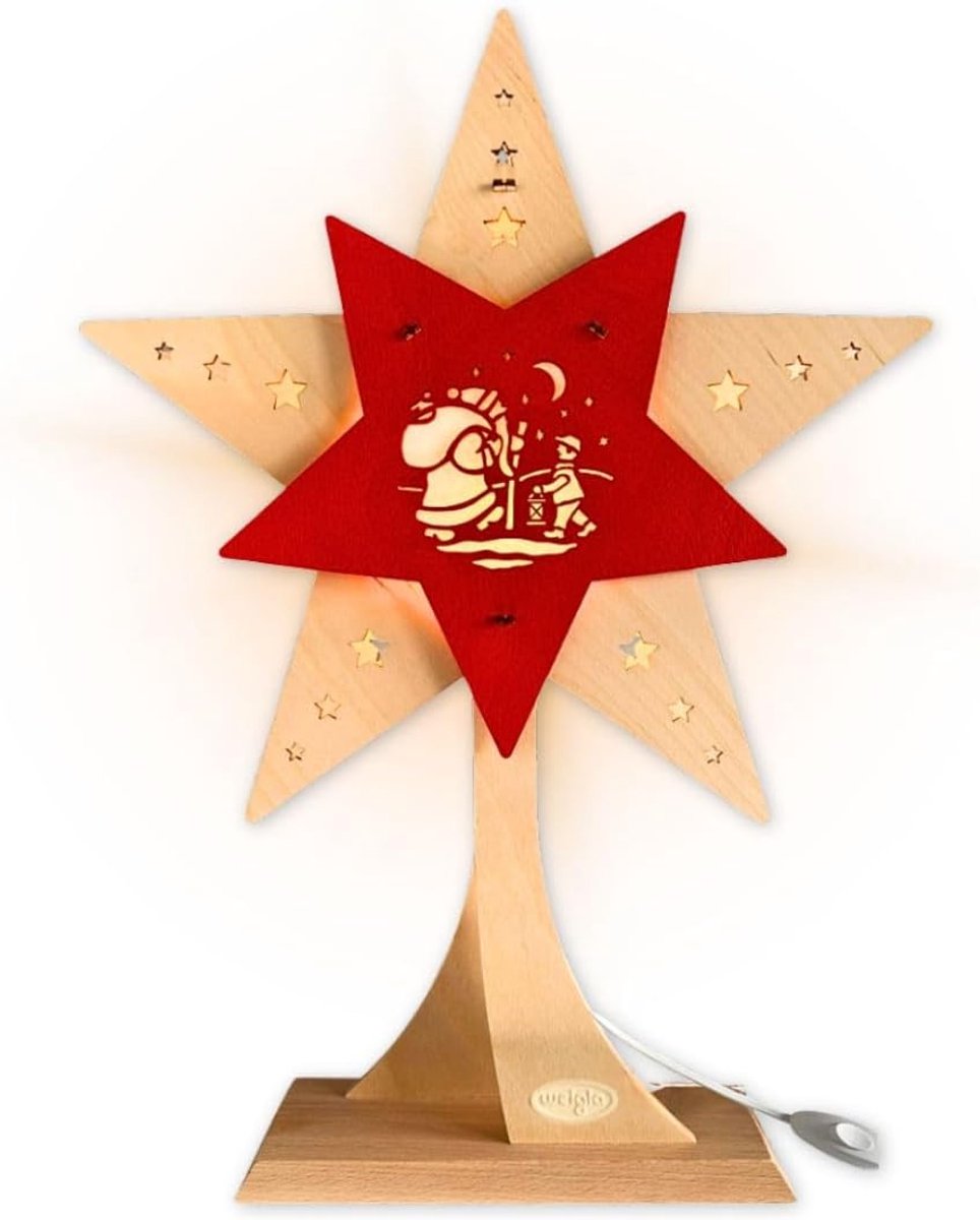 Decoratieve led-ster - hout - 1 ledlamp - sfeervolle kerstverlichting - ShopVlot