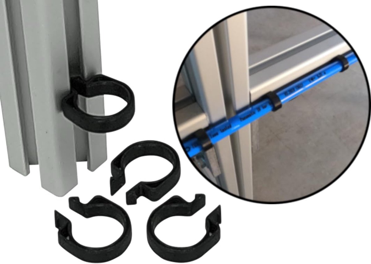 Kabelclip voor bevestiging aan bouwprofiel - I-type groef 5, binnen diameter 12 mm - zwart - ShopVlot
